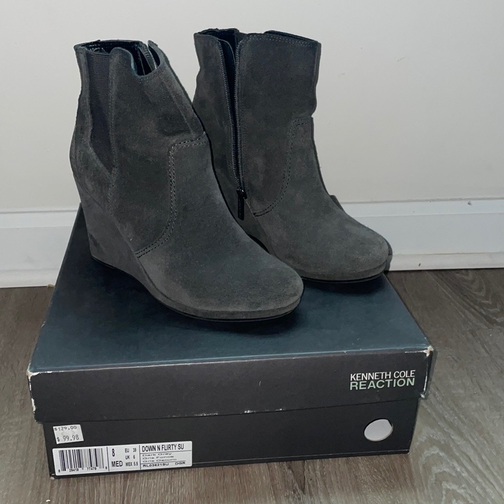 Kenneth Cole gray suede booties.